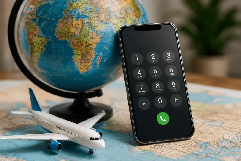 representing international calling and overseas phone calls.
