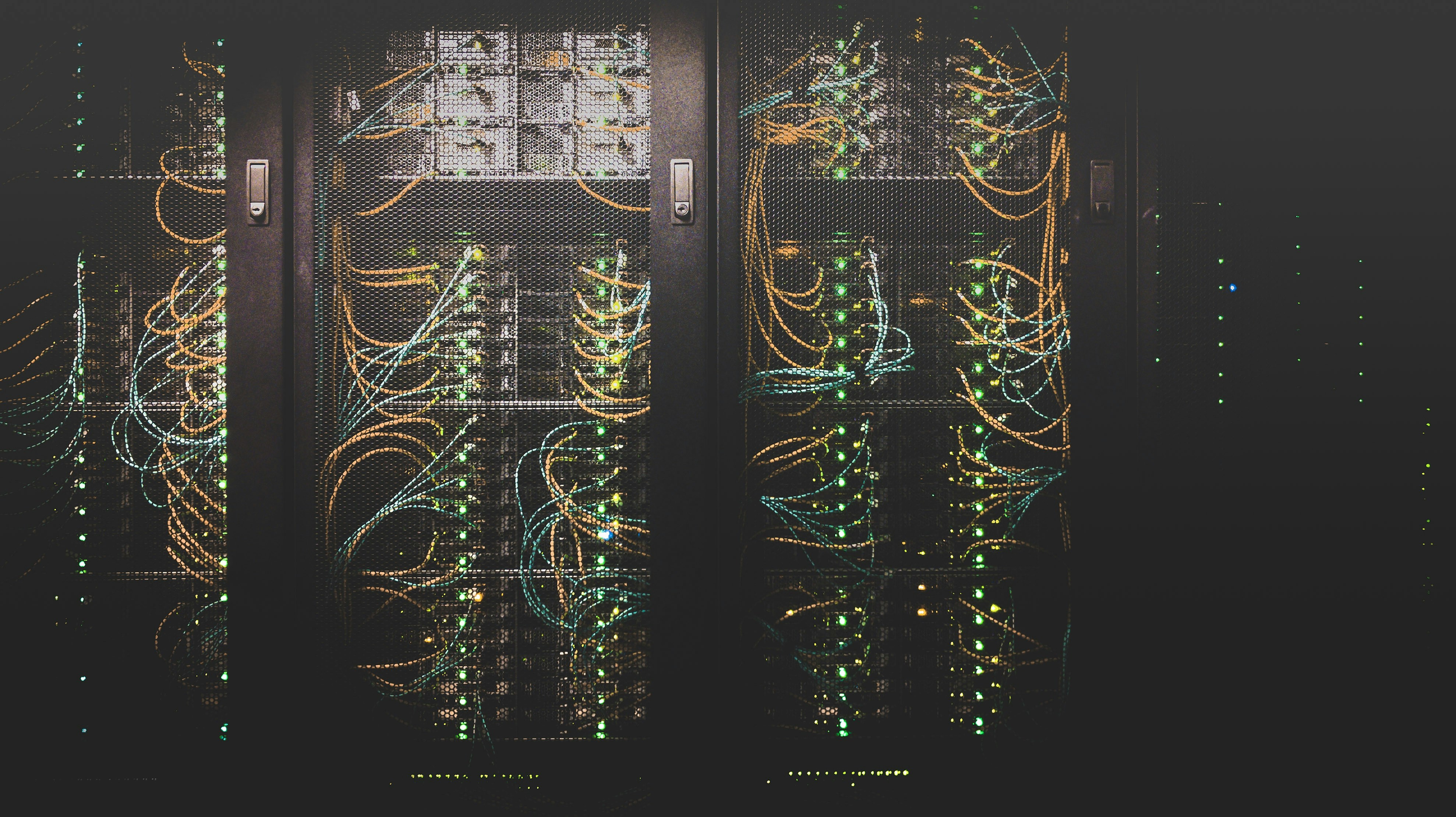 A large computer server with connecting wires