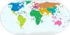 A world map with country codes labelled