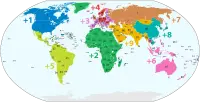 A world map with country codes labelled