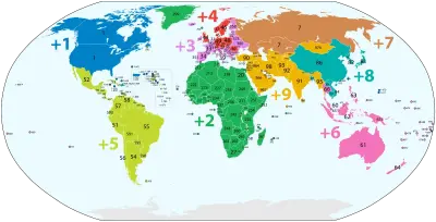 A world map with country codes labelled