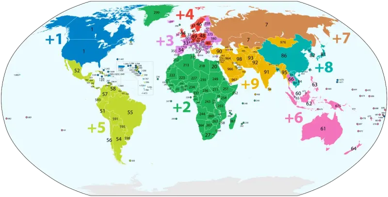 A world map with country codes labelled