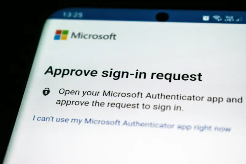 Microsoft authentication app on a phone