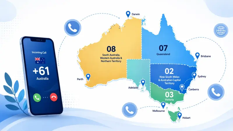 A map of australia with area codes shown